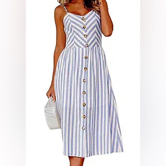 Angashion A Line Flowy Striped Dress - Picture 1 of 12